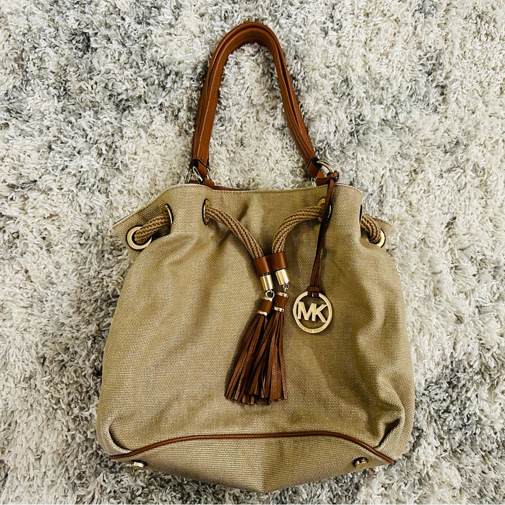 Michael Kors Gold drawstring tote bag